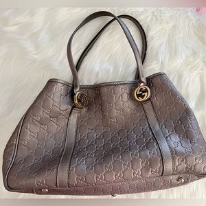 Gucci Guccissima Metallic Bronze/Gray Colored Bag Authentic